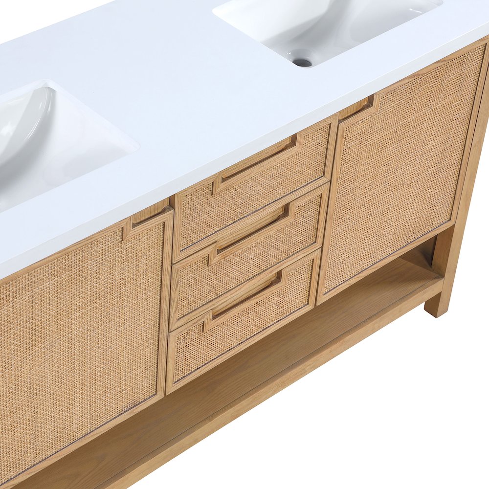 Soren 60" Natural Engineered Stone And Solid Wood Bathroom Vanity