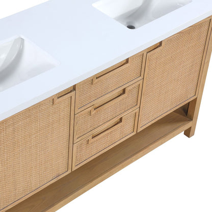 Soren 60" Natural Engineered Stone And Solid Wood Bathroom Vanity