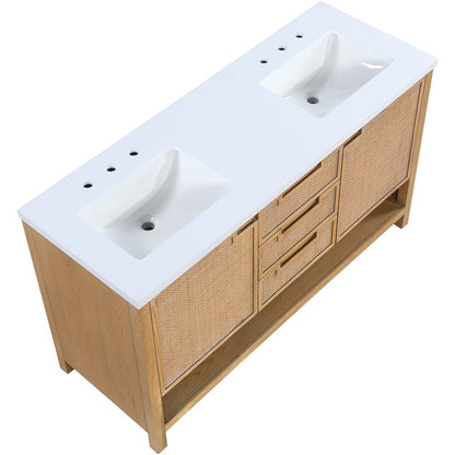 Soren 60" Natural Engineered Stone And Solid Wood Bathroom Vanity