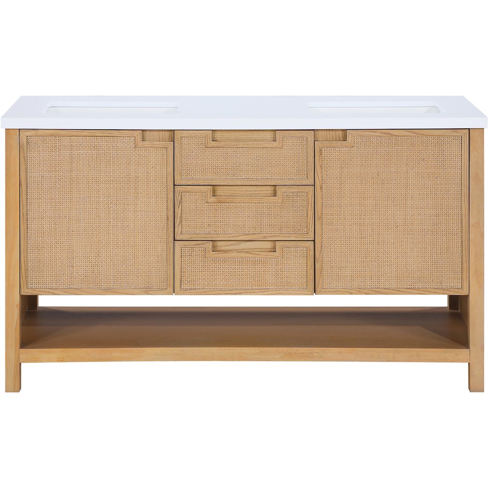 Soren 60" Natural Engineered Stone And Solid Wood Bathroom Vanity