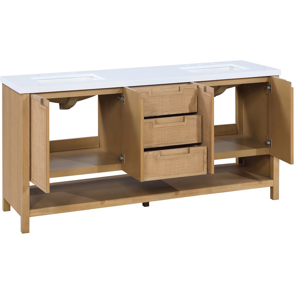 Soren 72" Natural Engineered Stone And Solid Wood Bathroom Vanity