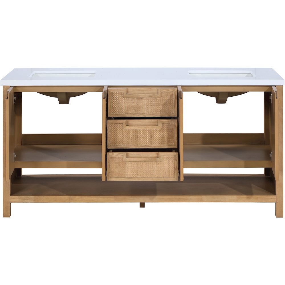 Soren 72" Natural Engineered Stone And Solid Wood Bathroom Vanity