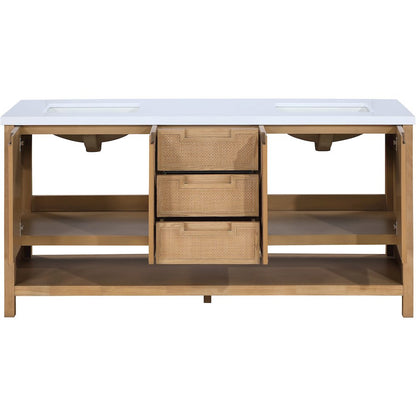 Soren 72" Natural Engineered Stone And Solid Wood Bathroom Vanity