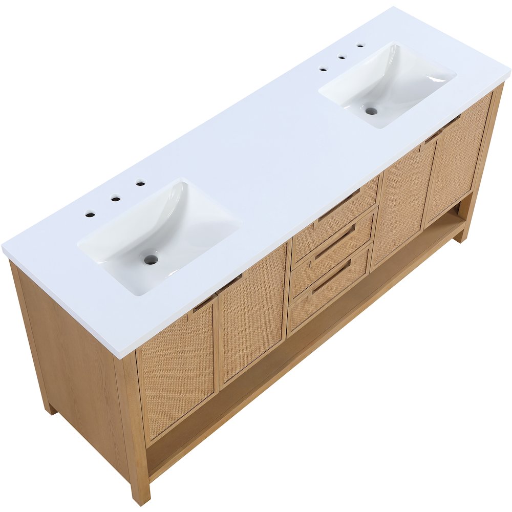 Soren 72" Natural Engineered Stone And Solid Wood Bathroom Vanity