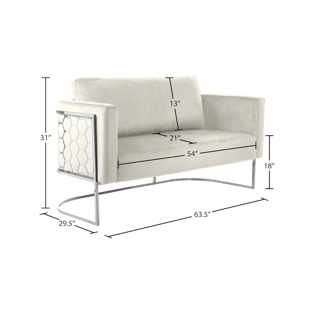Casa Cream Velvet Loveseat