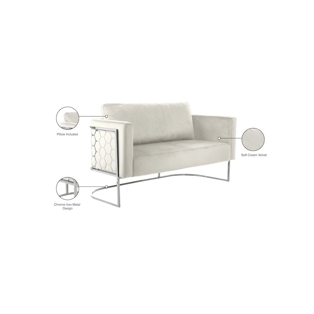 Casa Cream Velvet Loveseat