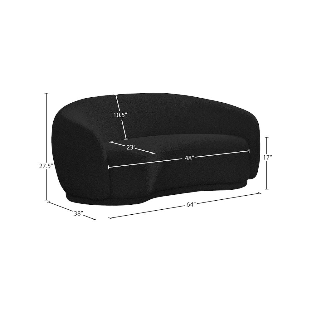 Hyde Black Boucle Fabric Loveseat