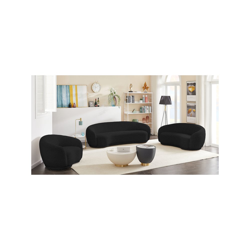 Hyde Black Boucle Fabric Loveseat