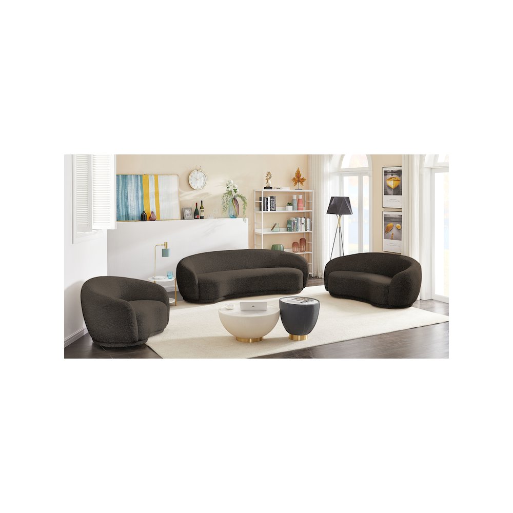 Hyde Brown Boucle Fabric Sofa