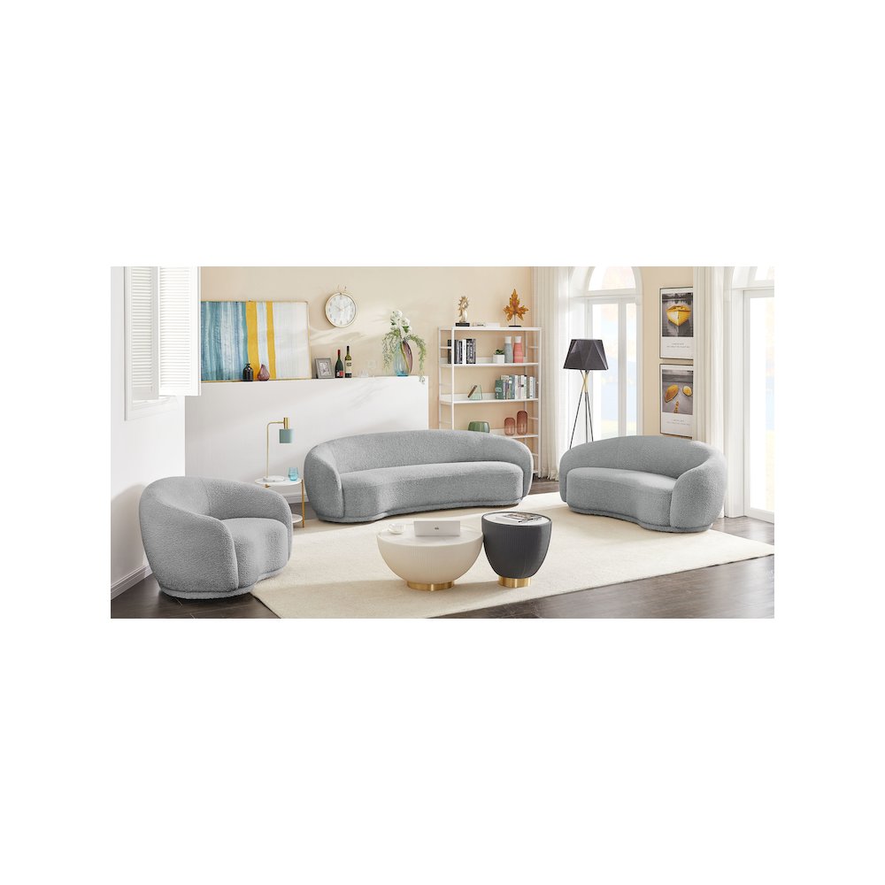 Hyde Grey Boucle Fabric Loveseat