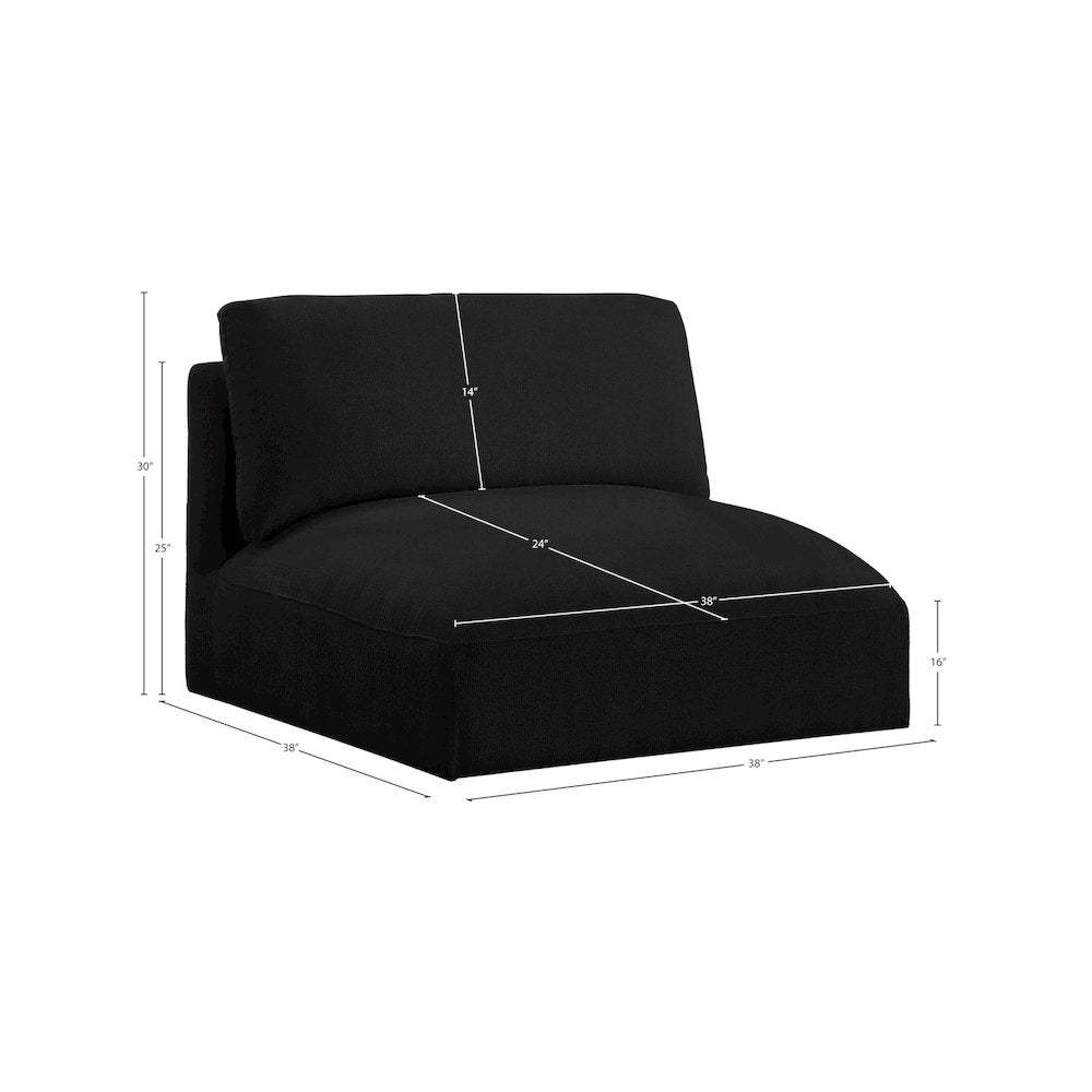 Ease Black Polyester Fabric Armless