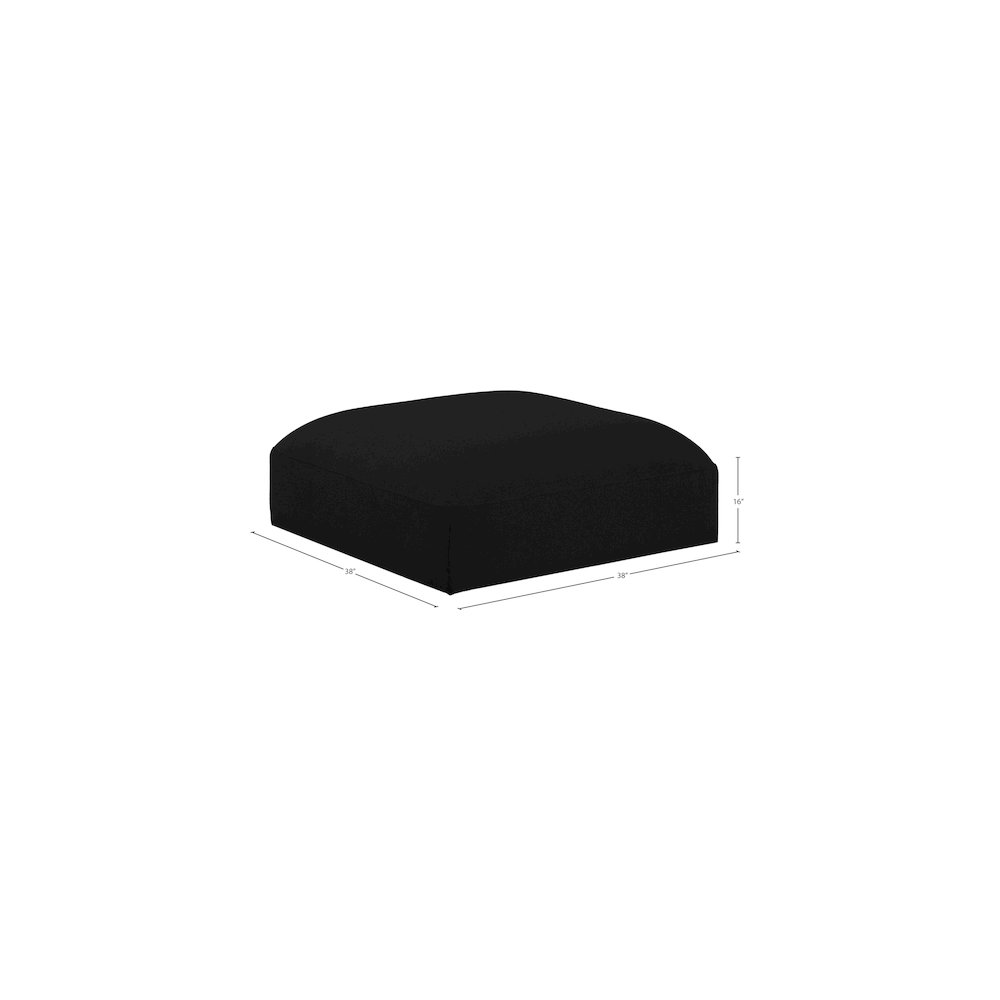 Ease Black Polyester Fabric Ottoman