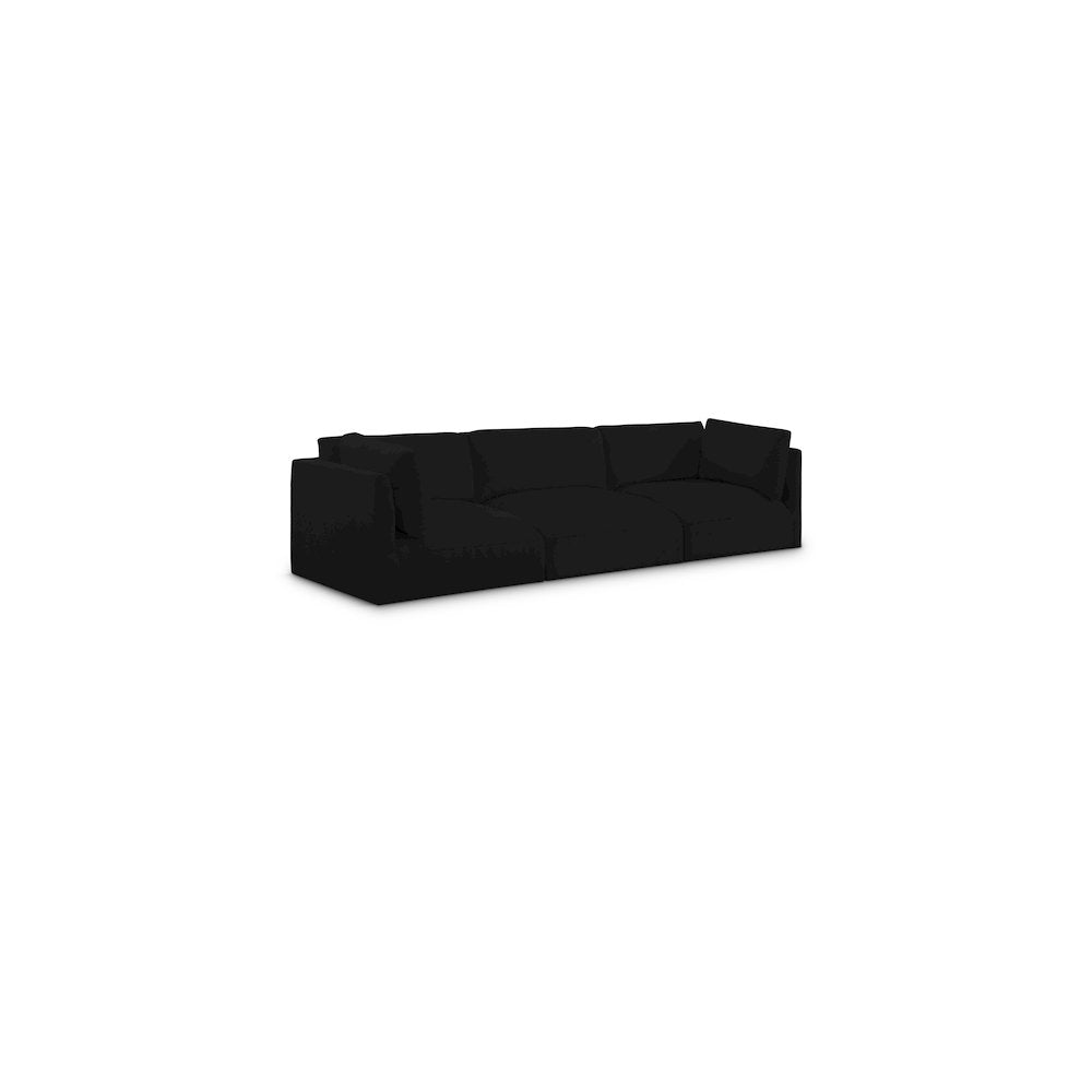 Ease Black Polyester Fabric Modular Sofa