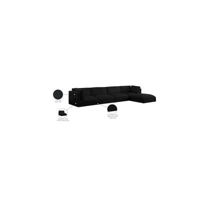 Ease Black Polyester Fabric Modular Sectional