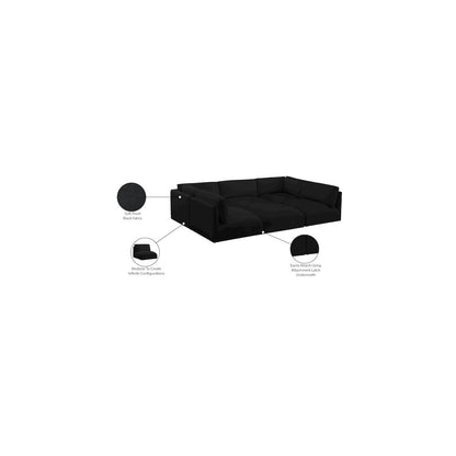 Ease Black Polyester Fabric Modular Sectional