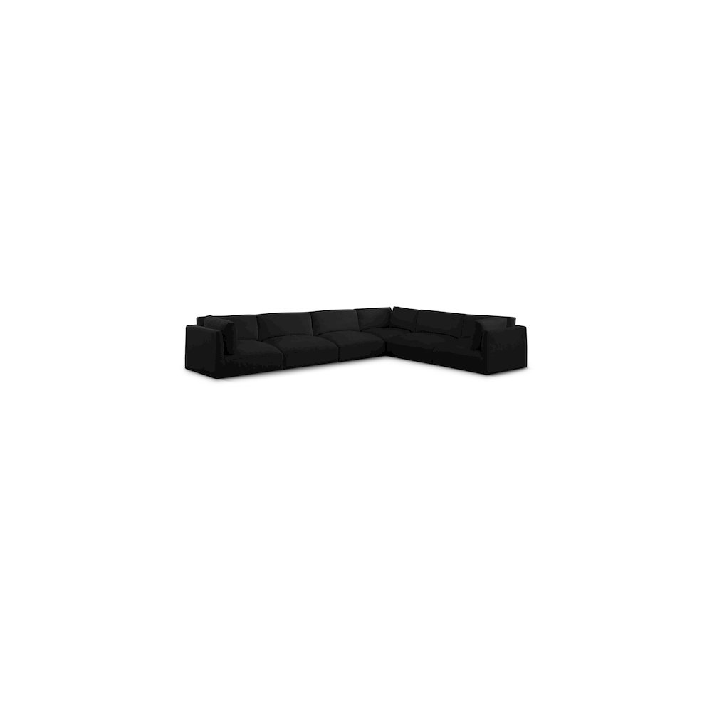 Ease Black Polyester Fabric Modular Sectional