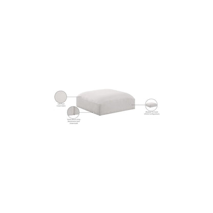 Ease Cream Polyester Fabric Ottoman