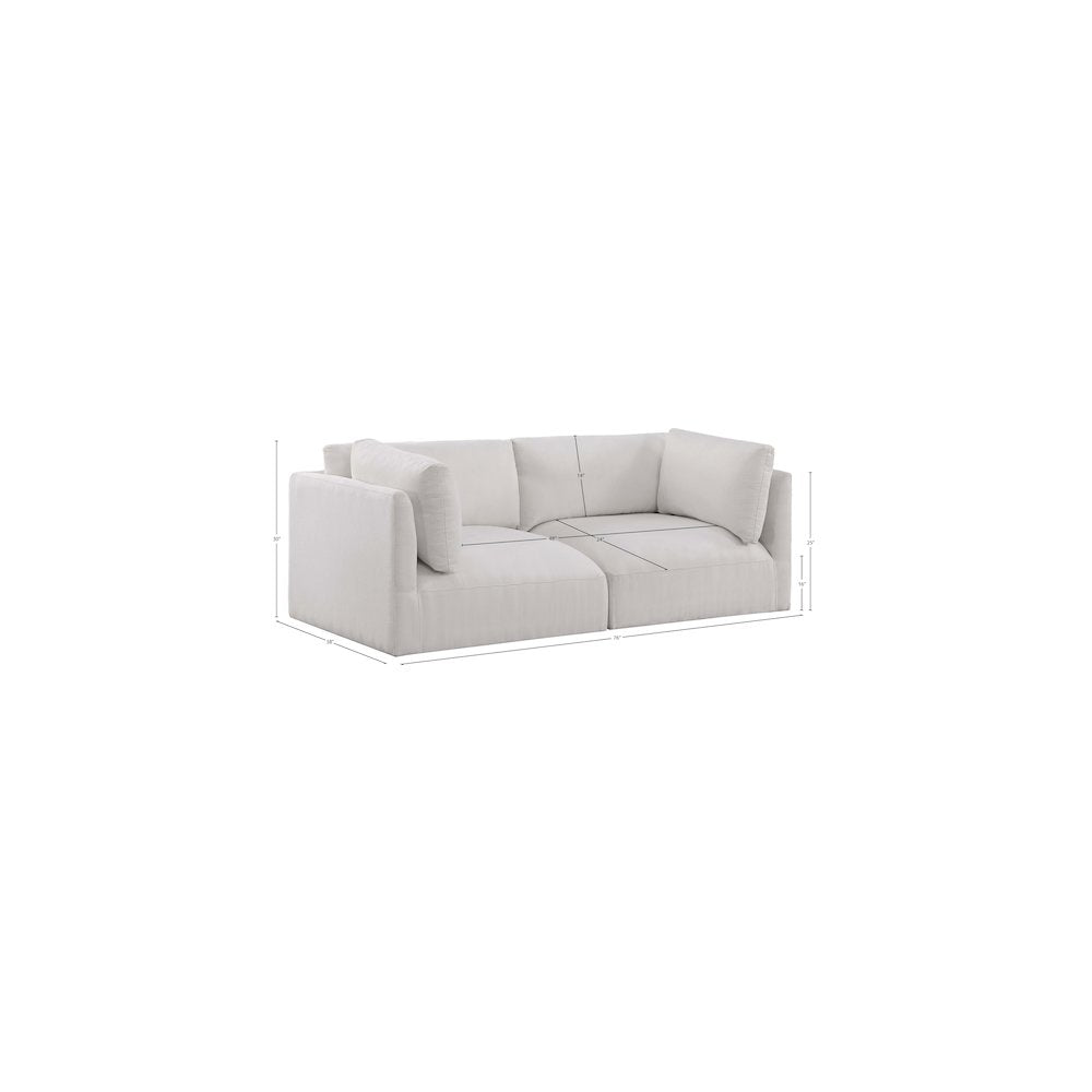 Ease Cream Polyester Fabric Modular Sofa