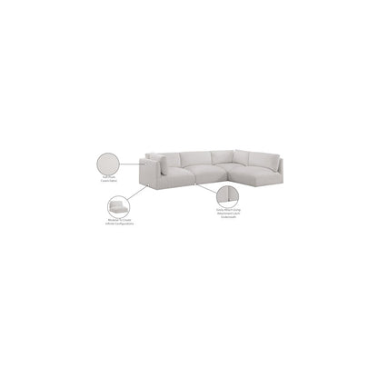Ease Cream Polyester Fabric Modular Sectional