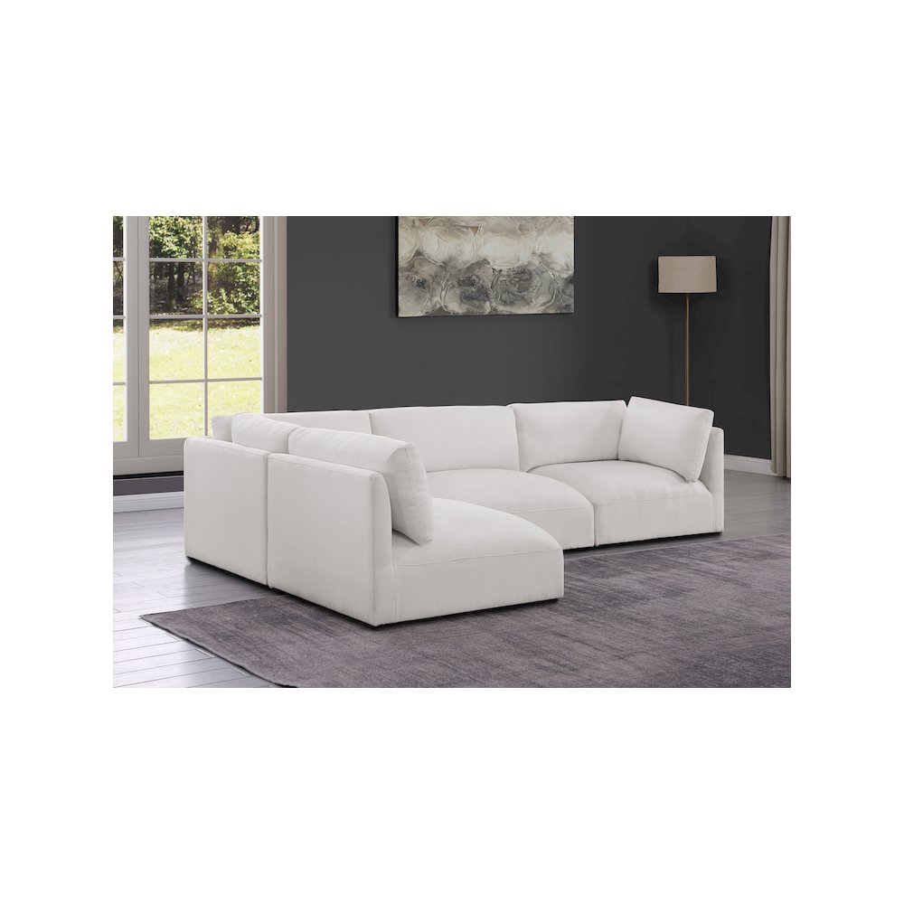 Ease Cream Polyester Fabric Modular Sectional