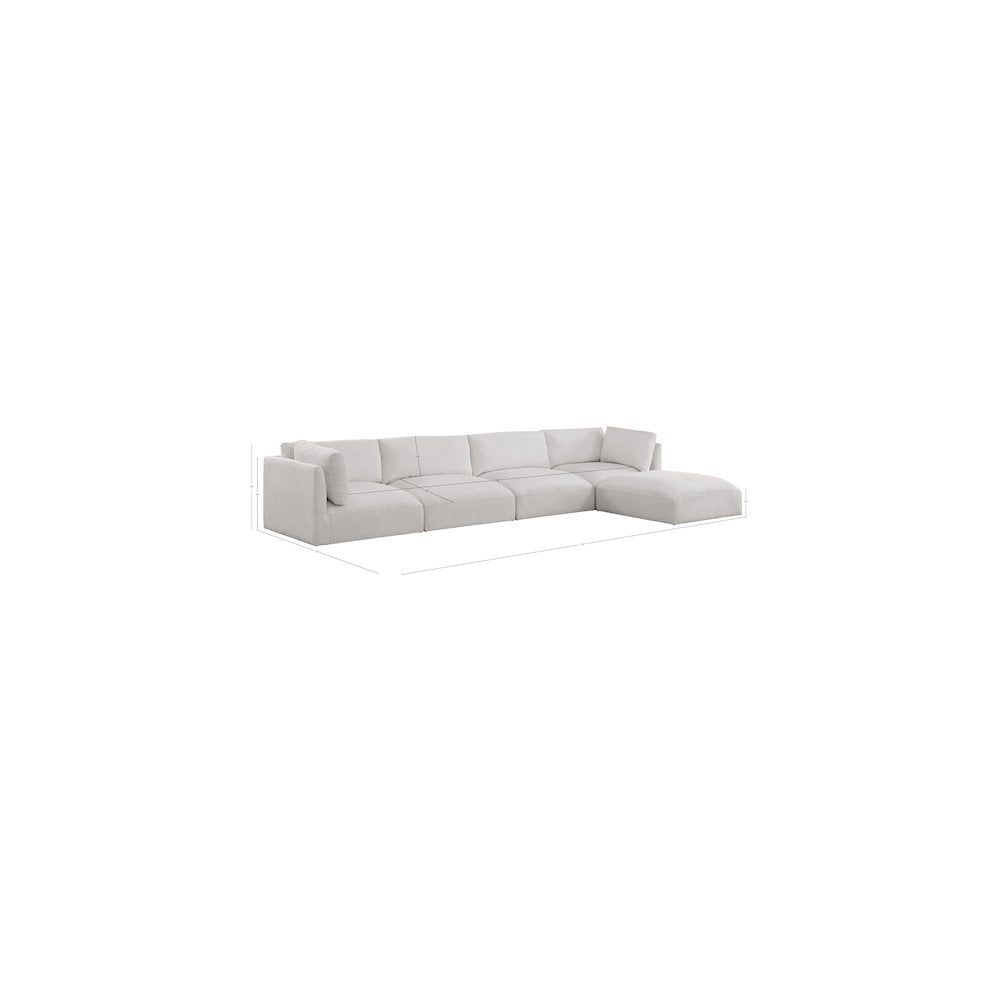 Ease Cream Polyester Fabric Modular Sectional