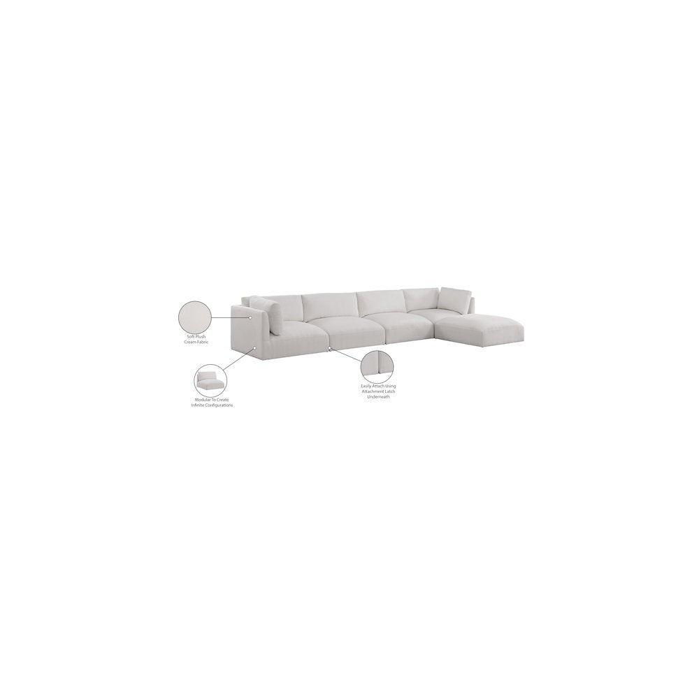 Ease Cream Polyester Fabric Modular Sectional