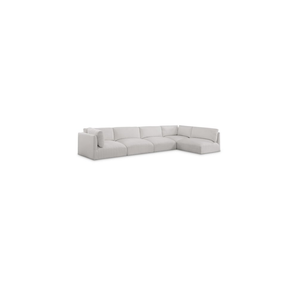 Ease Cream Polyester Fabric Modular Sectional