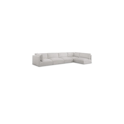 Ease Cream Polyester Fabric Modular Sectional