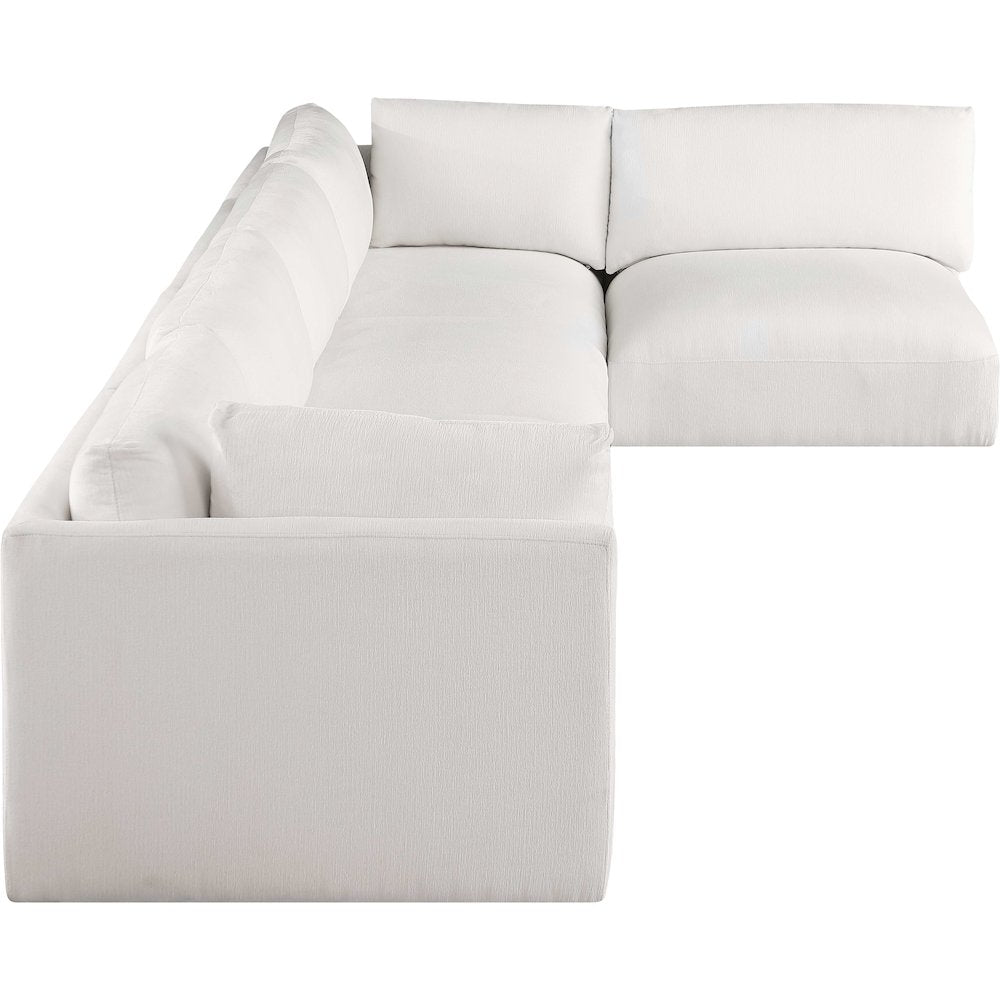 Ease Cream Polyester Fabric Modular Sectional