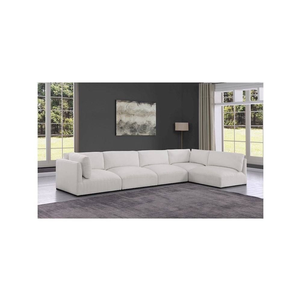 Ease Cream Polyester Fabric Modular Sectional