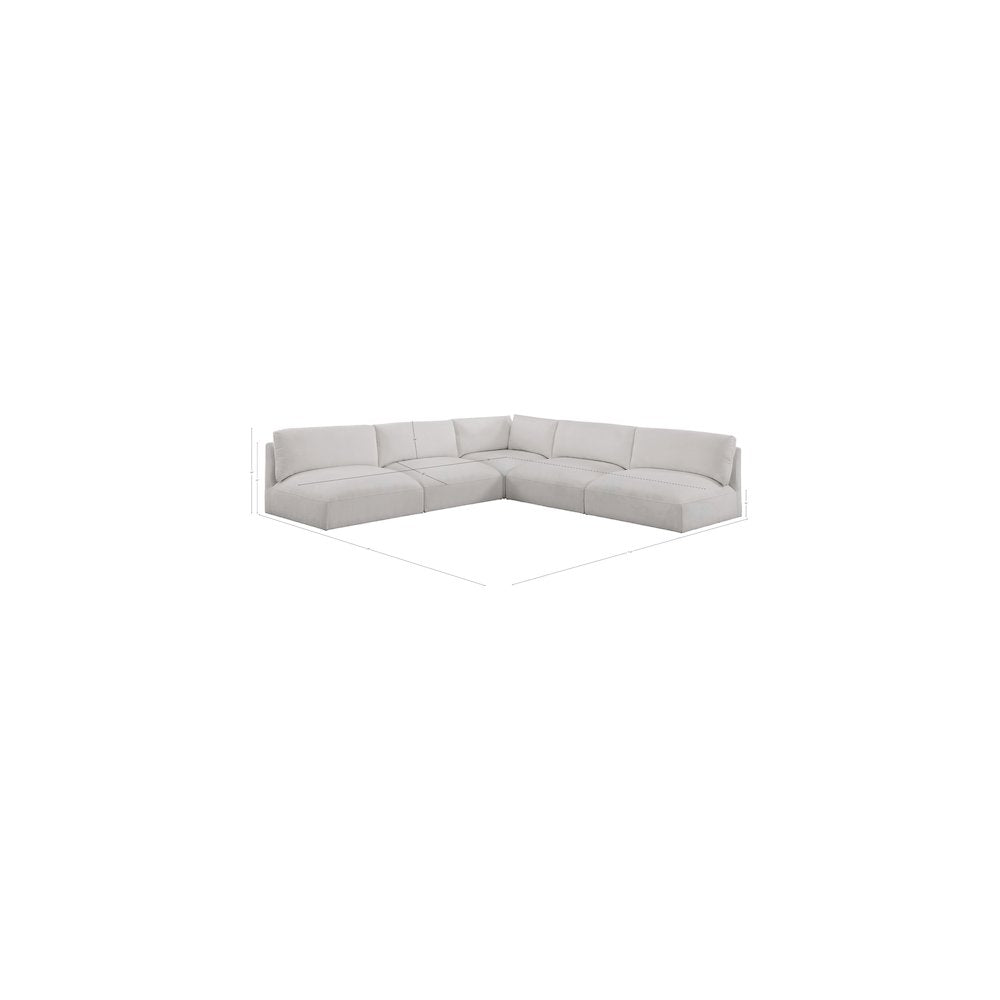 Ease Cream Polyester Fabric Modular Sectional