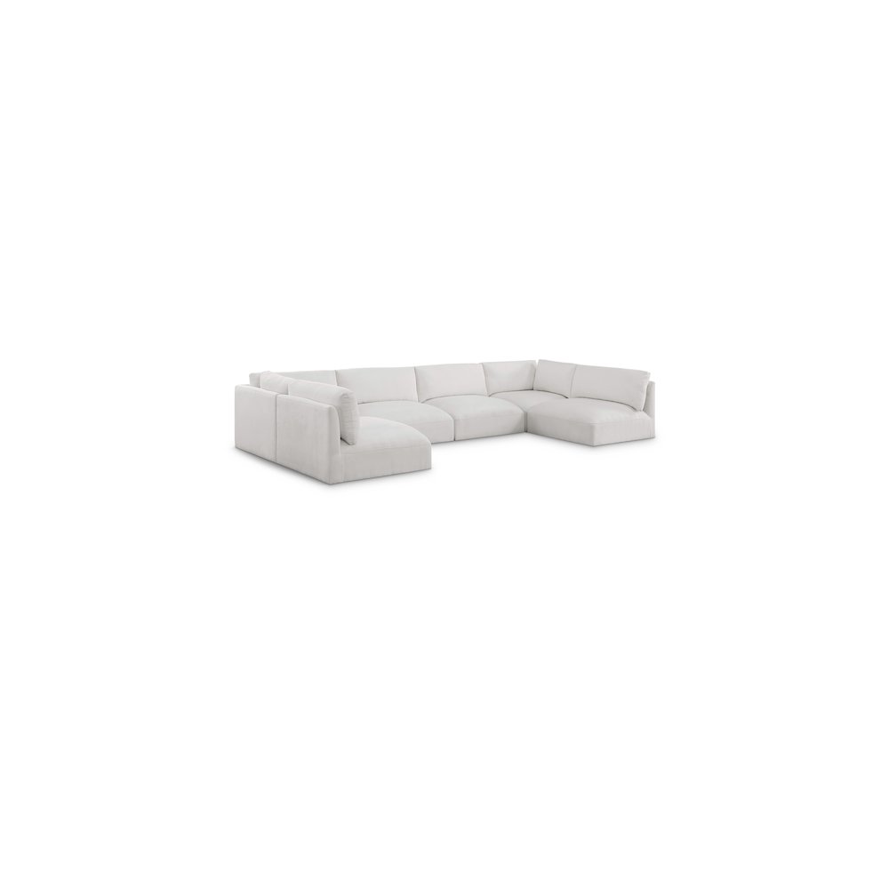 Ease Cream Polyester Fabric Modular Sectional