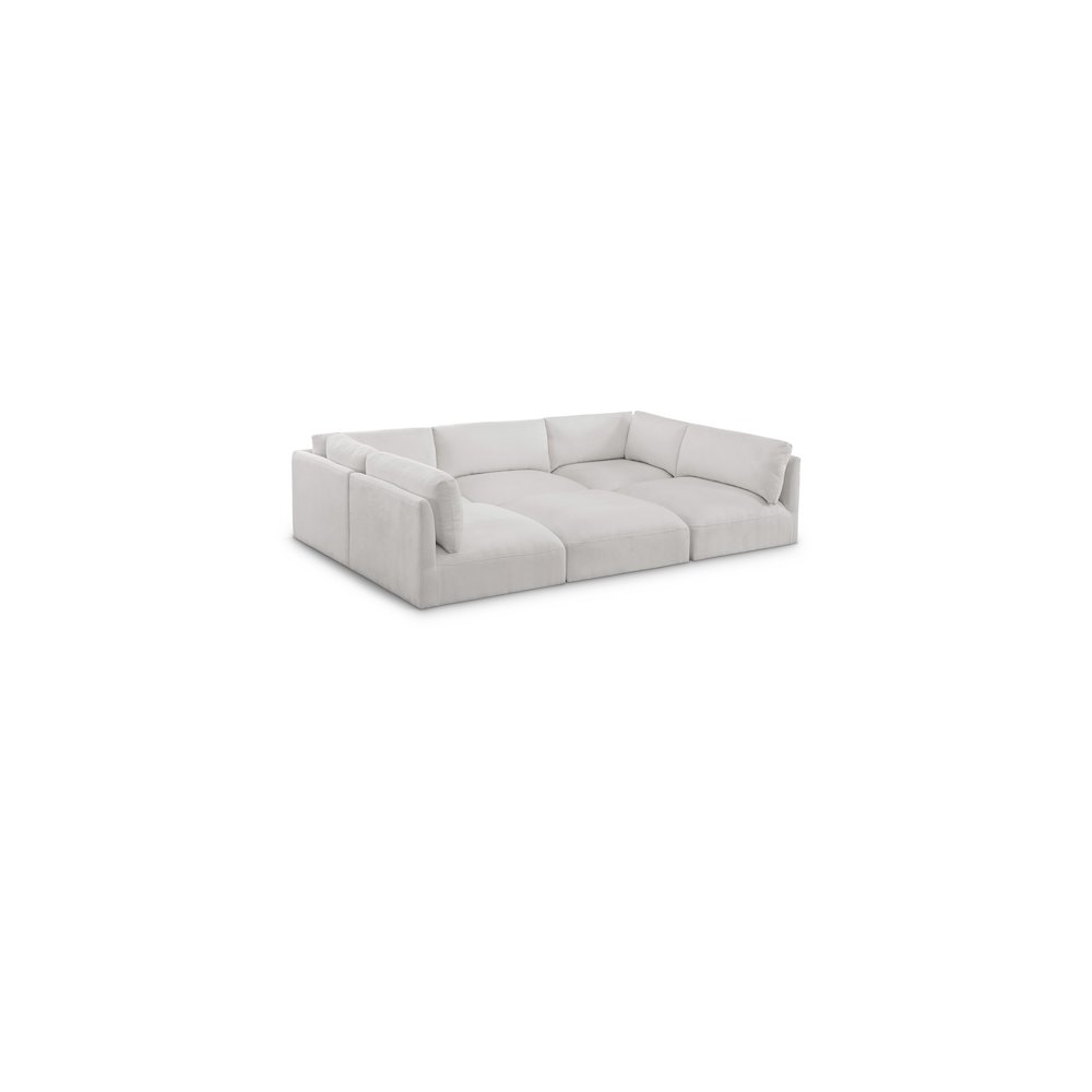Ease Cream Polyester Fabric Modular Sectional