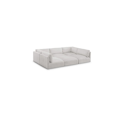 Ease Cream Polyester Fabric Modular Sectional