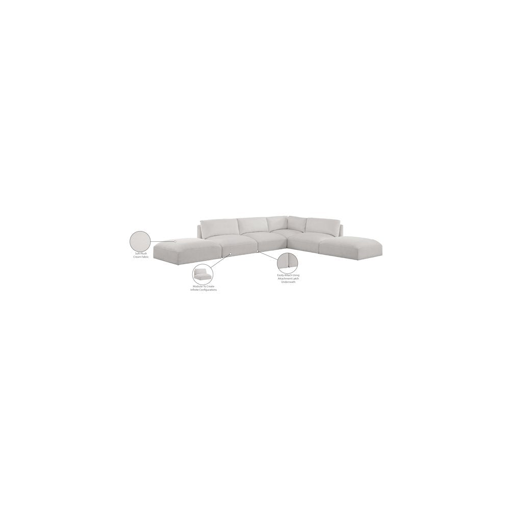 Ease Cream Polyester Fabric Modular Sectional