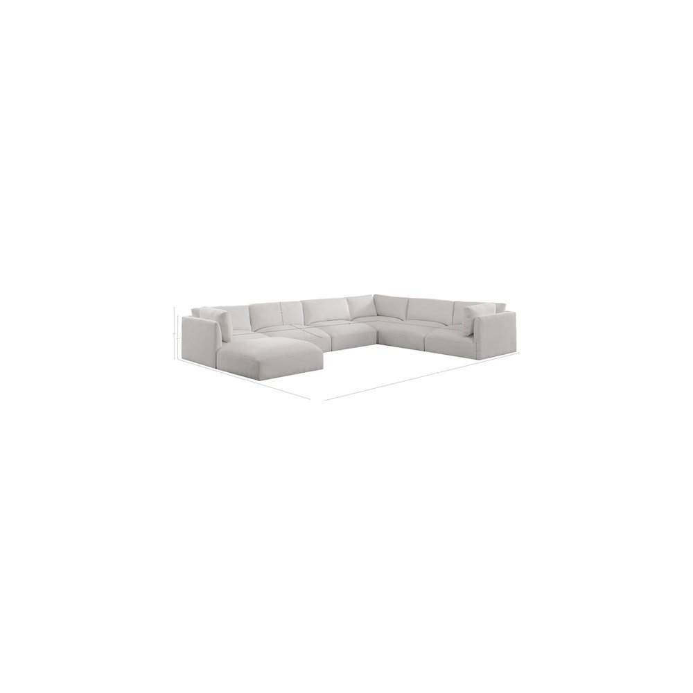Ease Cream Polyester Fabric Modular Sectional