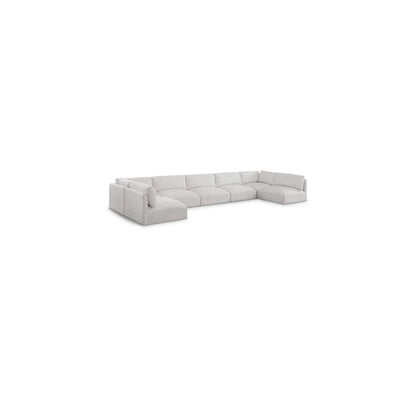 Ease Cream Polyester Fabric Modular Sectional