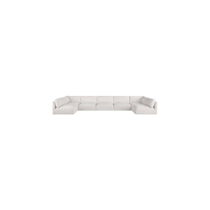 Ease Cream Polyester Fabric Modular Sectional