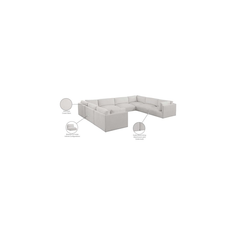 Ease Cream Polyester Fabric Modular Sectional