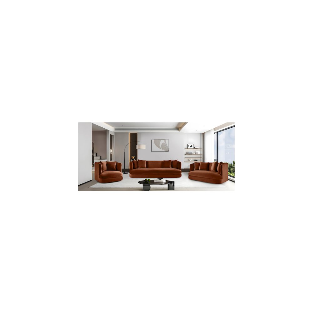 Alder Cognac Velvet Loveseat
