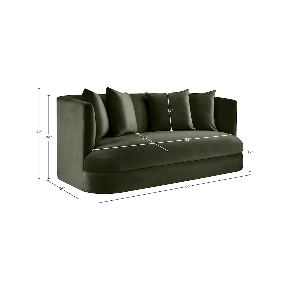Alder Green Velvet Loveseat