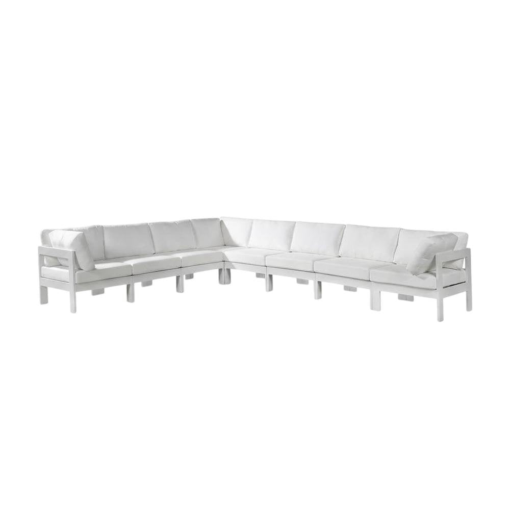 White Fabric Outdoor Patio Modular Sectional With Contemporary Style