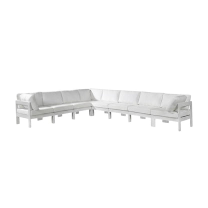 White Fabric Outdoor Patio Modular Sectional With Contemporary Style