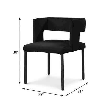 Matte Black Velvet Dining Chairs Set of 2 with Contemporary Style