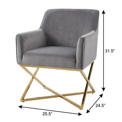 Gold Velvet Dining Chair with Armrests and Contemporary Design  SKU