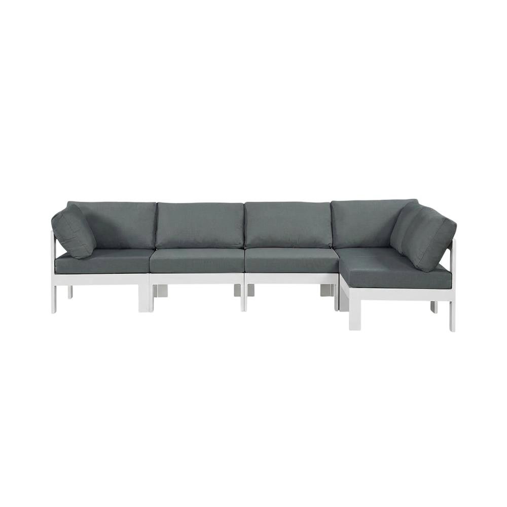 Gray Fabric Outdoor Patio Modular Sectional, Contemporary Style, Cushioned