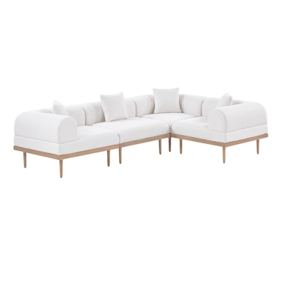 Cream Fabric Outdoor Modular Sectional With Cushions And Contemporary Style