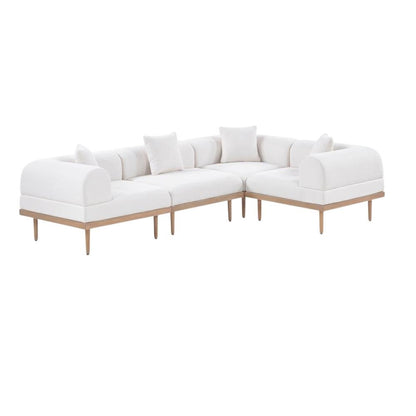 Cream Fabric Outdoor Modular Sectional With Cushions And Contemporary Style