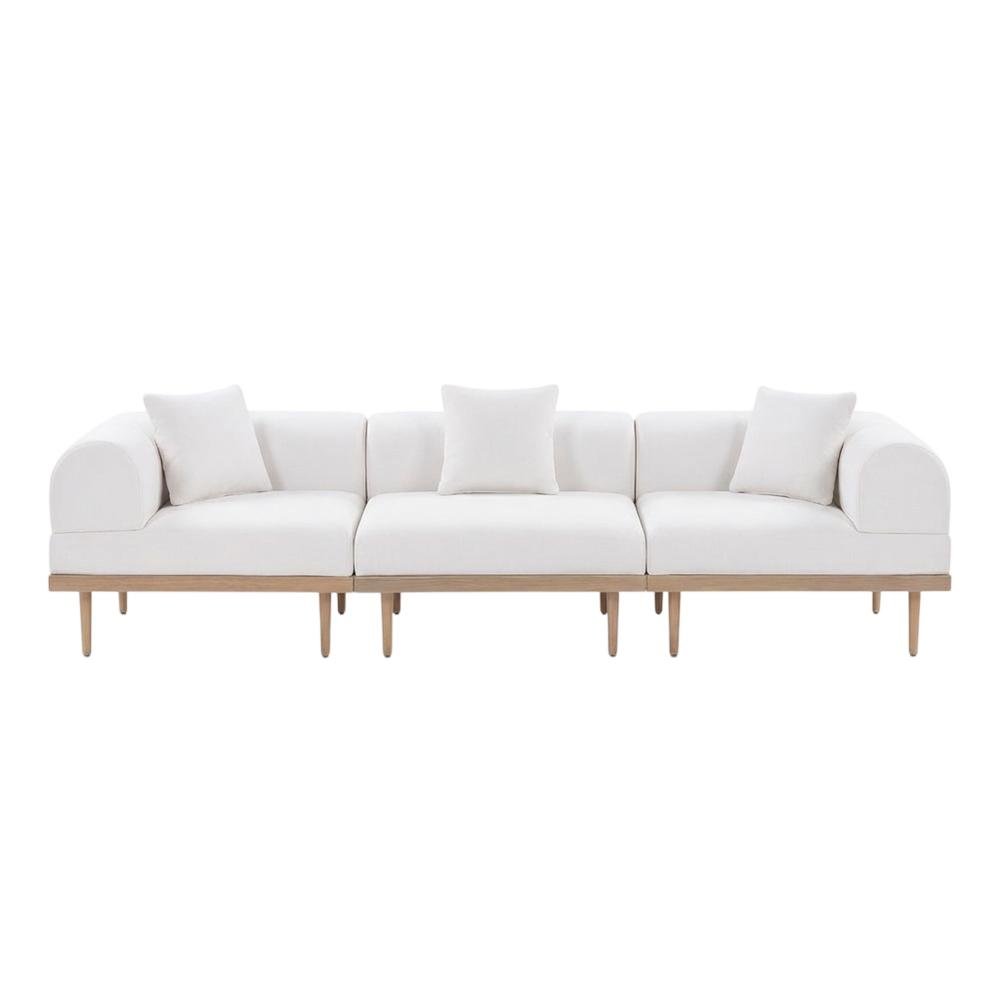 Cream Fabric Outdoor Modular Sectional With Cushions And Contemporary Style