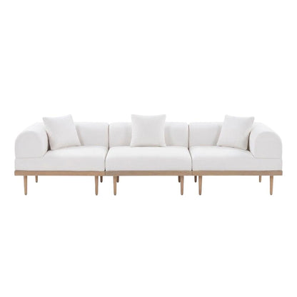 Cream Fabric Outdoor Modular Sectional With Cushions And Contemporary Style